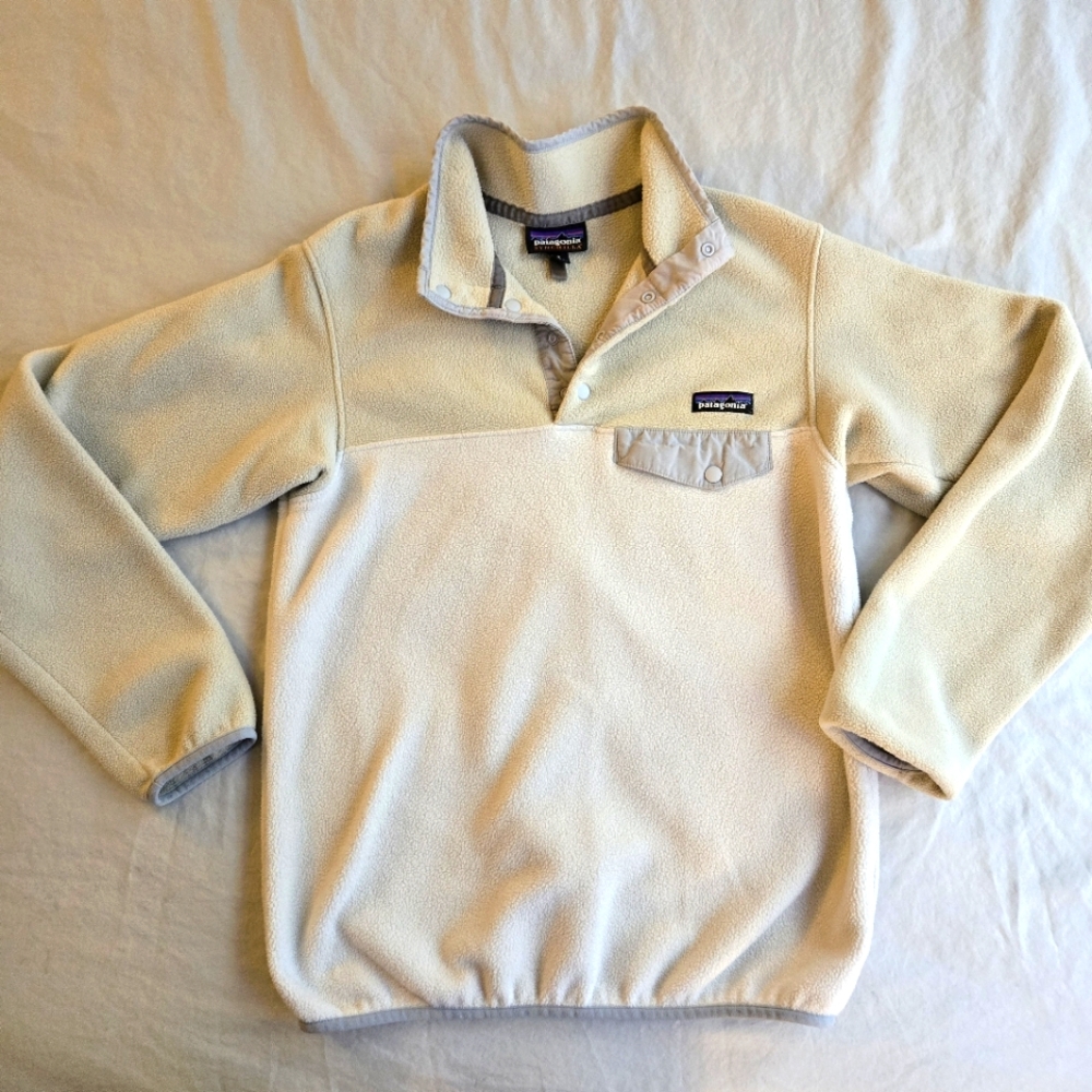 Women's Lightweight Synchilla Snap-T Pullover sz S Cream & Ivory Colorblock